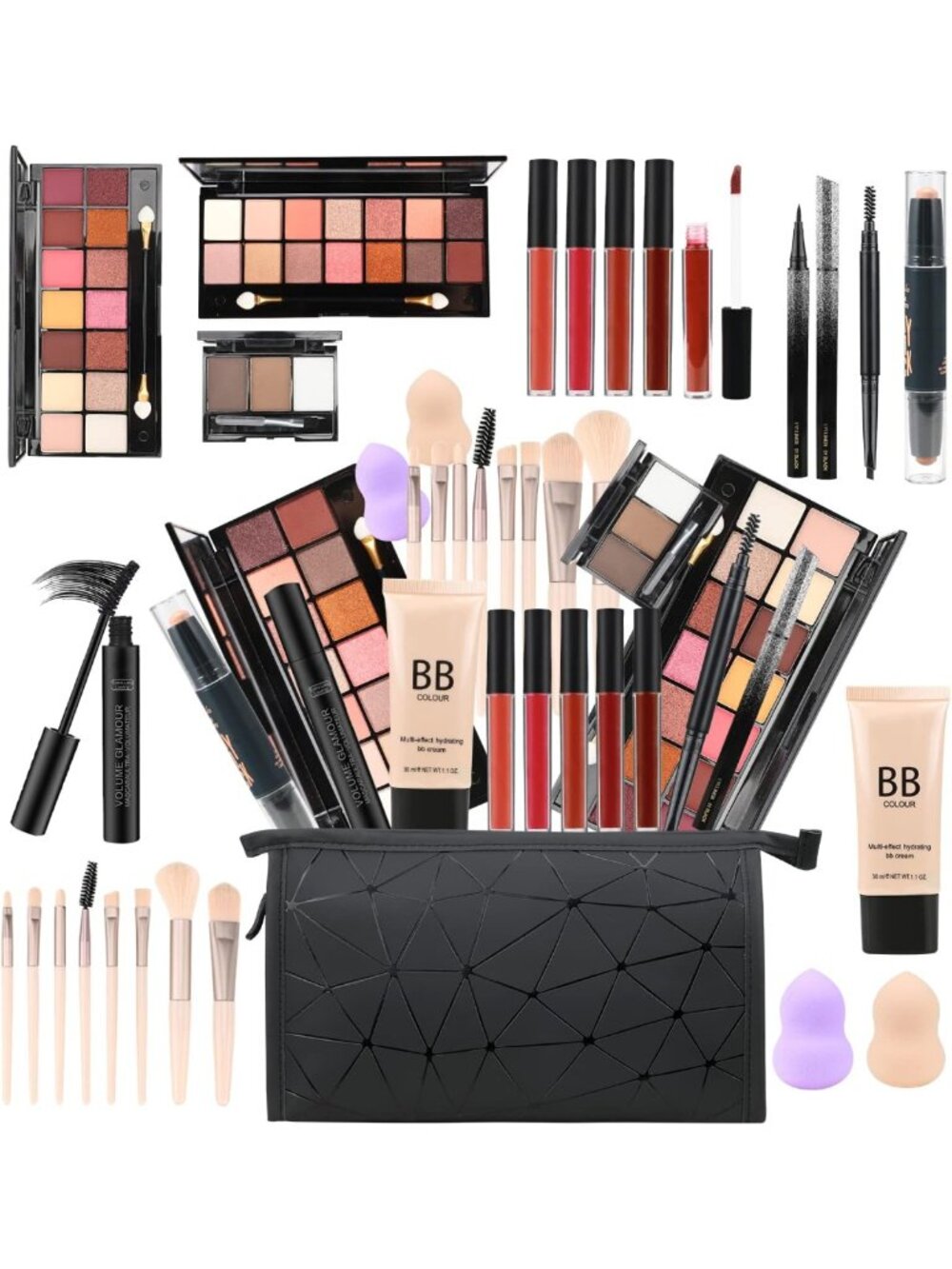 All-in-One Makeup Gift Set for Women - 14-Color Eyeshadow, Lip Gloss, Mascara